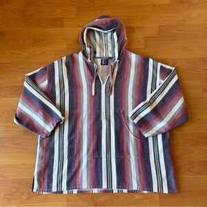DEV Vintage Women’s Beachy Boho Striped Hoodie 3/4 Sleeve Size Medium